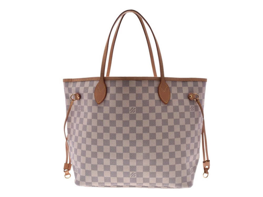 Louis Vuitton Leather Neverfull Bag White Shoulder White Azur - Picture 2 of 11